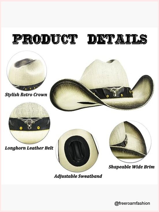 Straw Cowboy Hat with 4.2\